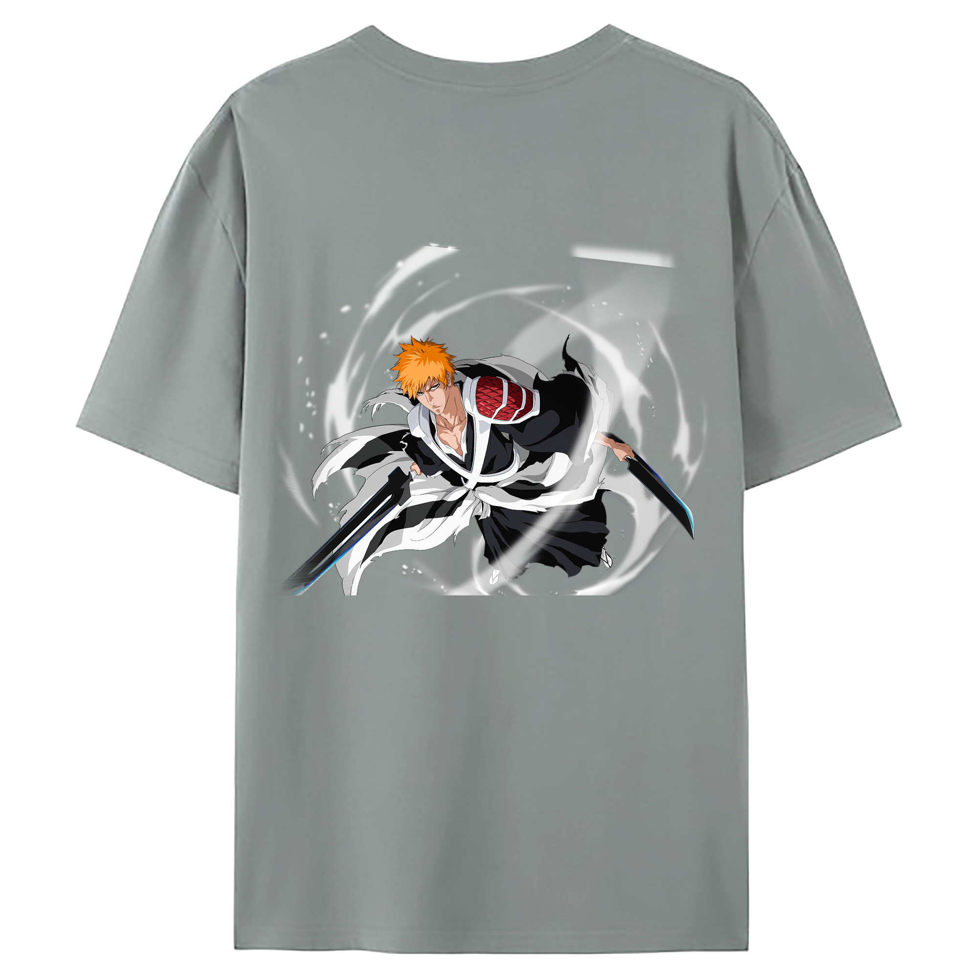 （画像用） ブリーチ 黒崎一護（くろさき いちご）BLEACH Kurosaki Ichigo 綿100％ メンズ半袖Tシャツ（バックプリント） 通気性